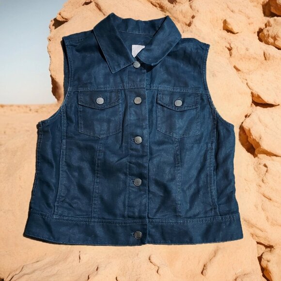 J. Jill Tops - J Jill Linen Vest  Classic Short American Style Women XS Shank  Buttons